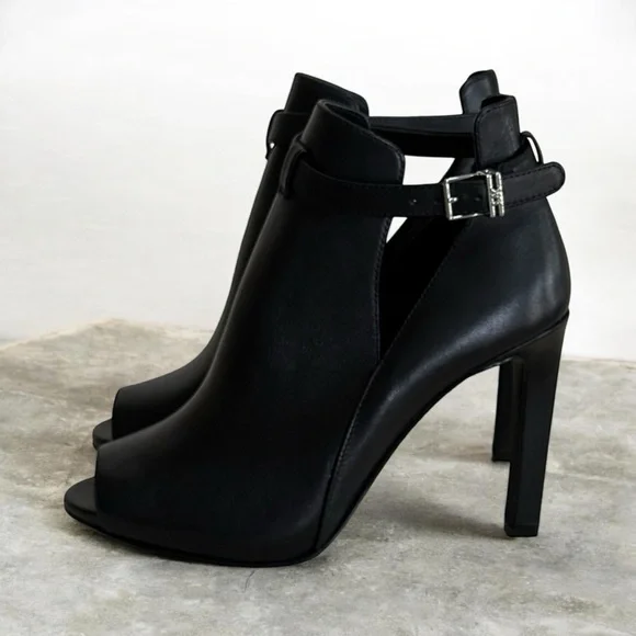 NWOT Michael Kors Black Lawson Open Toe Stiletto Heel Ankle Boots! Size 6! - Picture 8 of 12